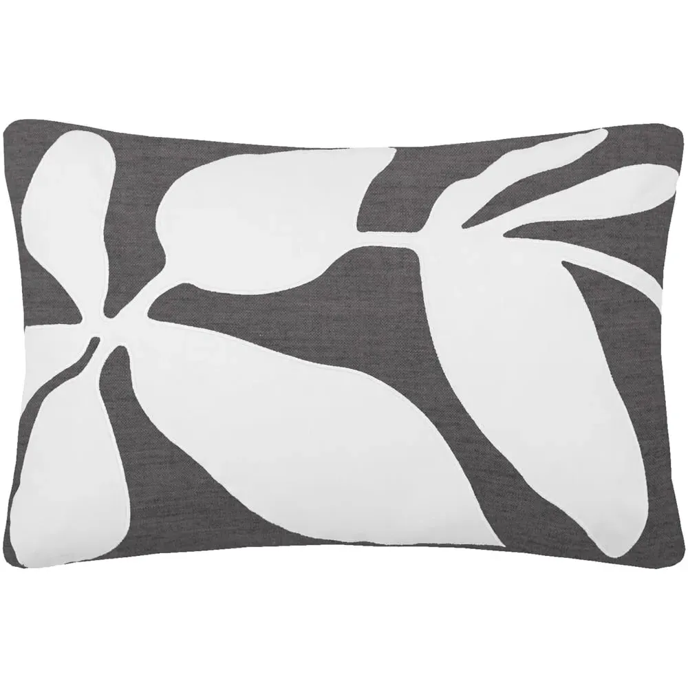 Aspin Rectangular Cushion with Embroidered Design - Grey image