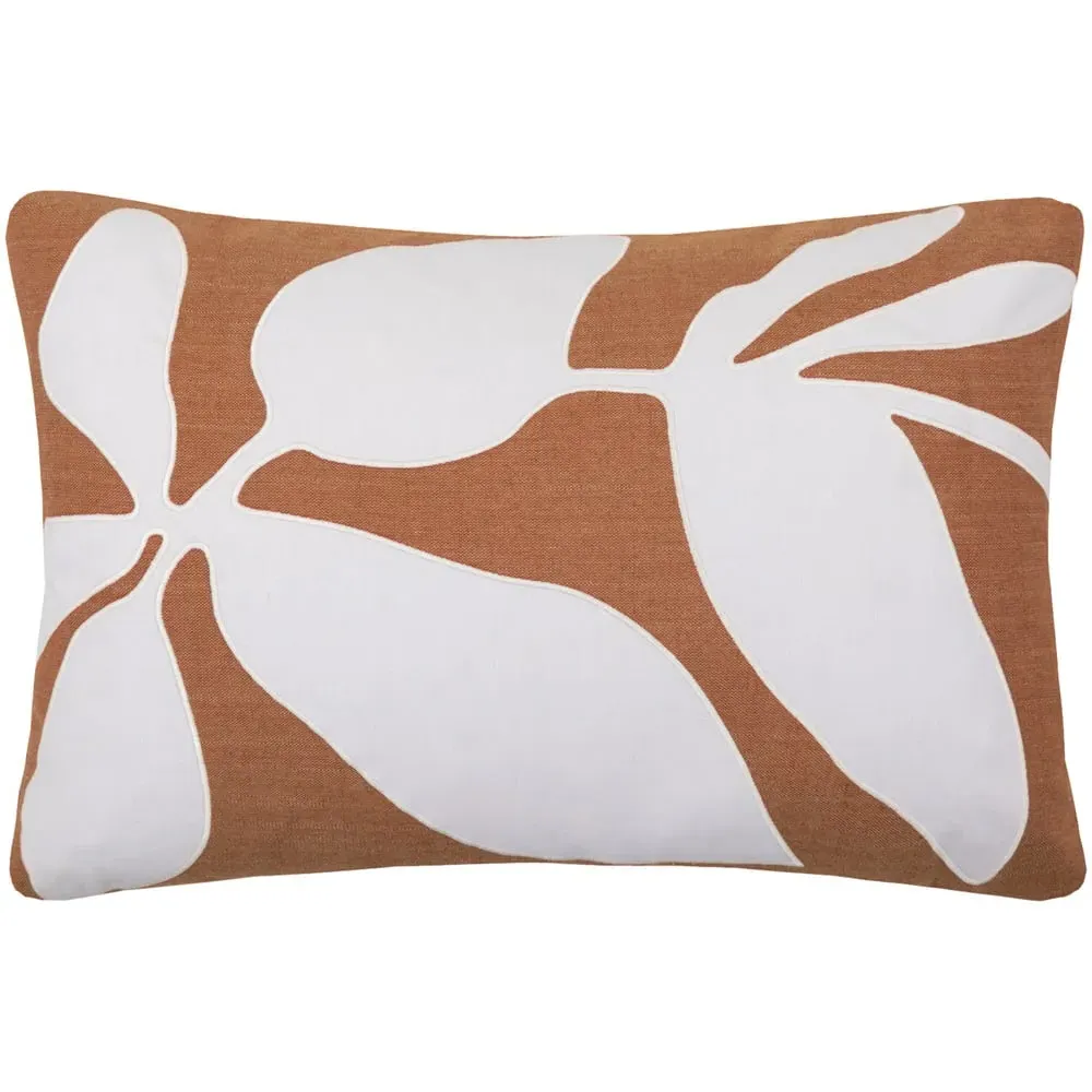 Aspin Rectangular Cushion with Embroidered Design - Orange
