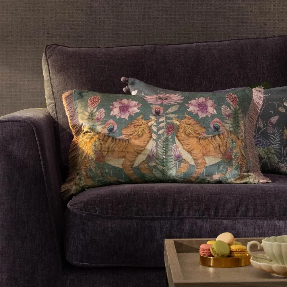 Baghdev Iris Printed Feather Cushion 40x60cm - Blue