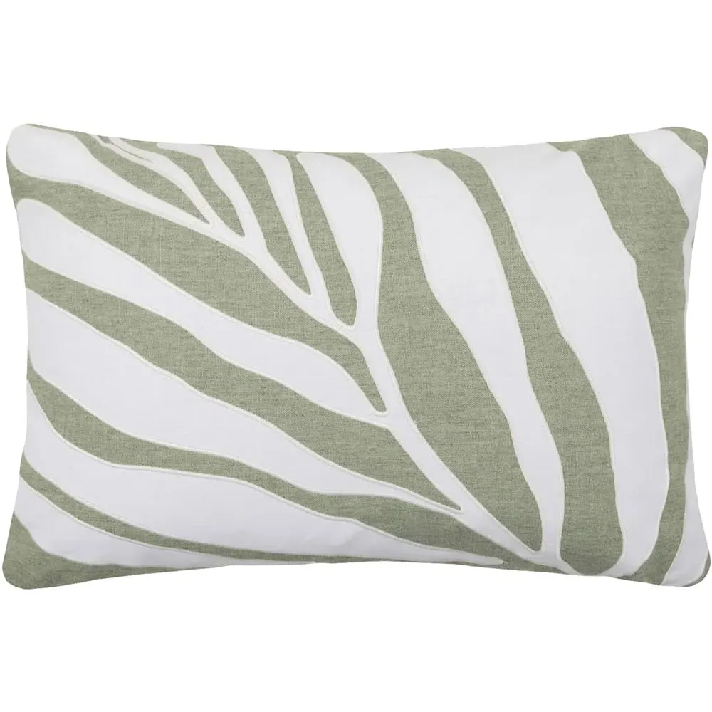 Bamboo Embroidered Feather Cushion - Limestone, Linen