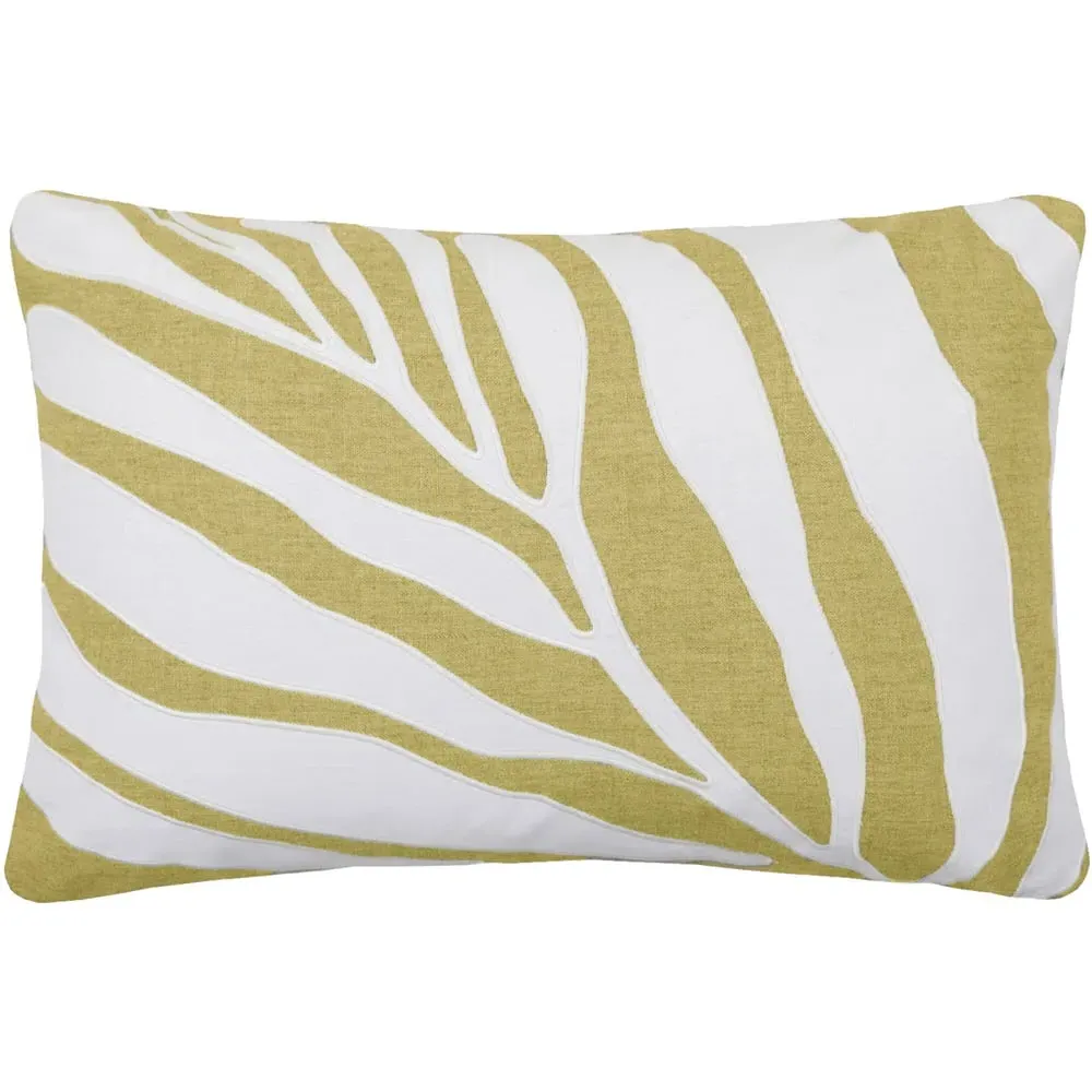 Bamboo Embroidered Feather Cushion - Mustard, Linen