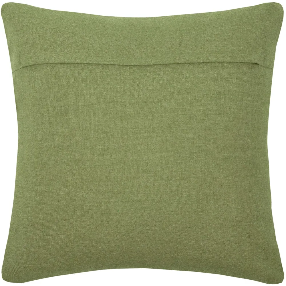 Birch Embroidered Feather Cushion - Green, Linen
