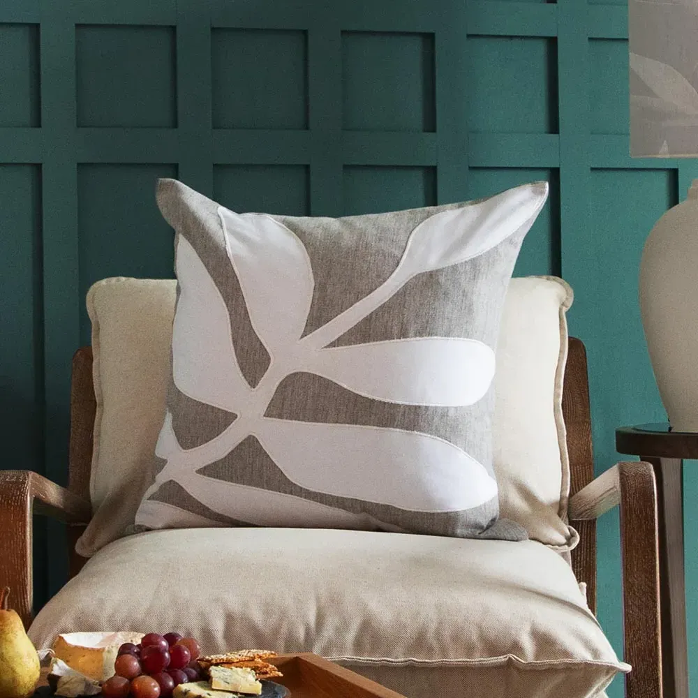 Bodhi Square Cushion with Feather Fill - Steel, Cotton