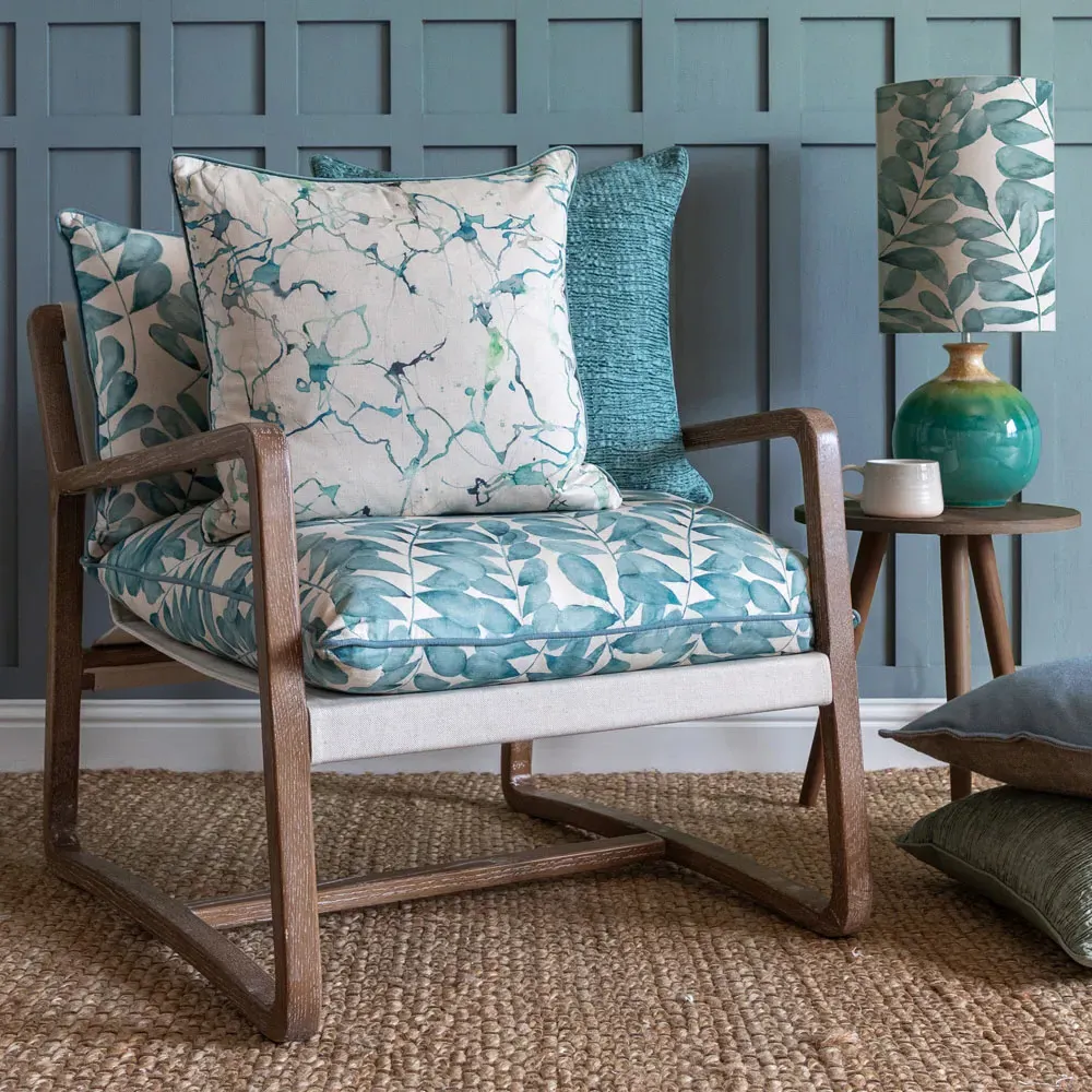 Carrara Ocean Printed Feather Cushion 50x50cm - Blue