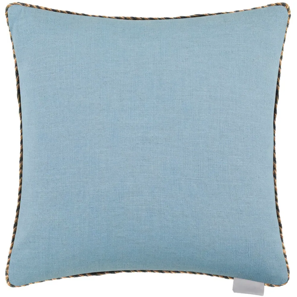 Dakota River Printed Feather Cushion - Blue, Linen