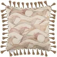 Dakota Sepia Printed Feather Cushion - Cream, Linen