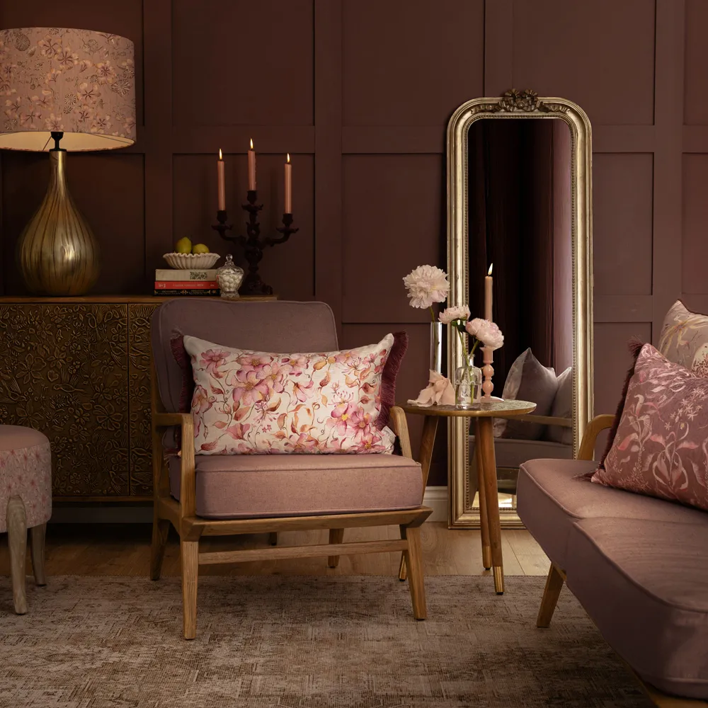 Daphne Feather Cushion with Ruche Trim - Pink