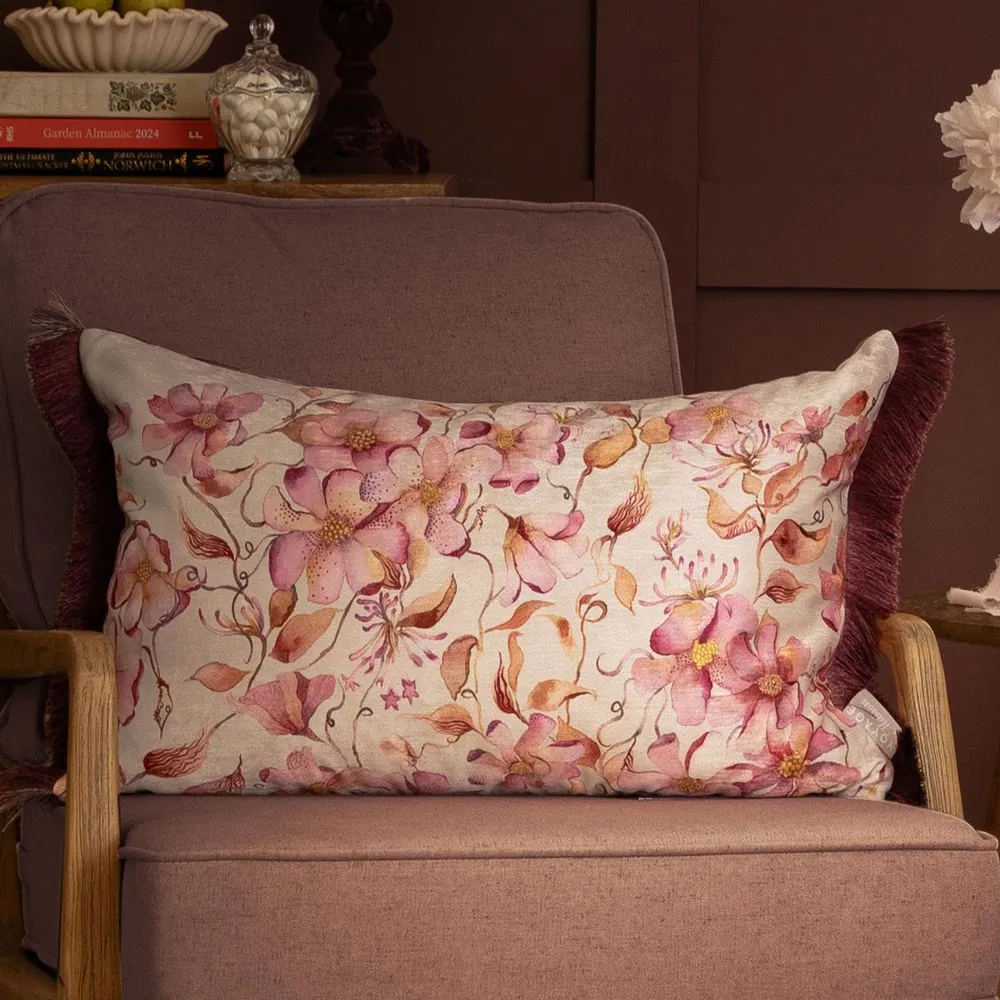 Daphne Feather Cushion with Ruche Trim - Pink