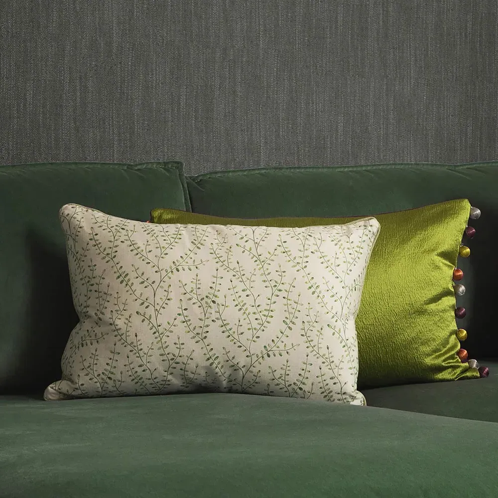 Eden Apple Printed Feather Cushion - Green