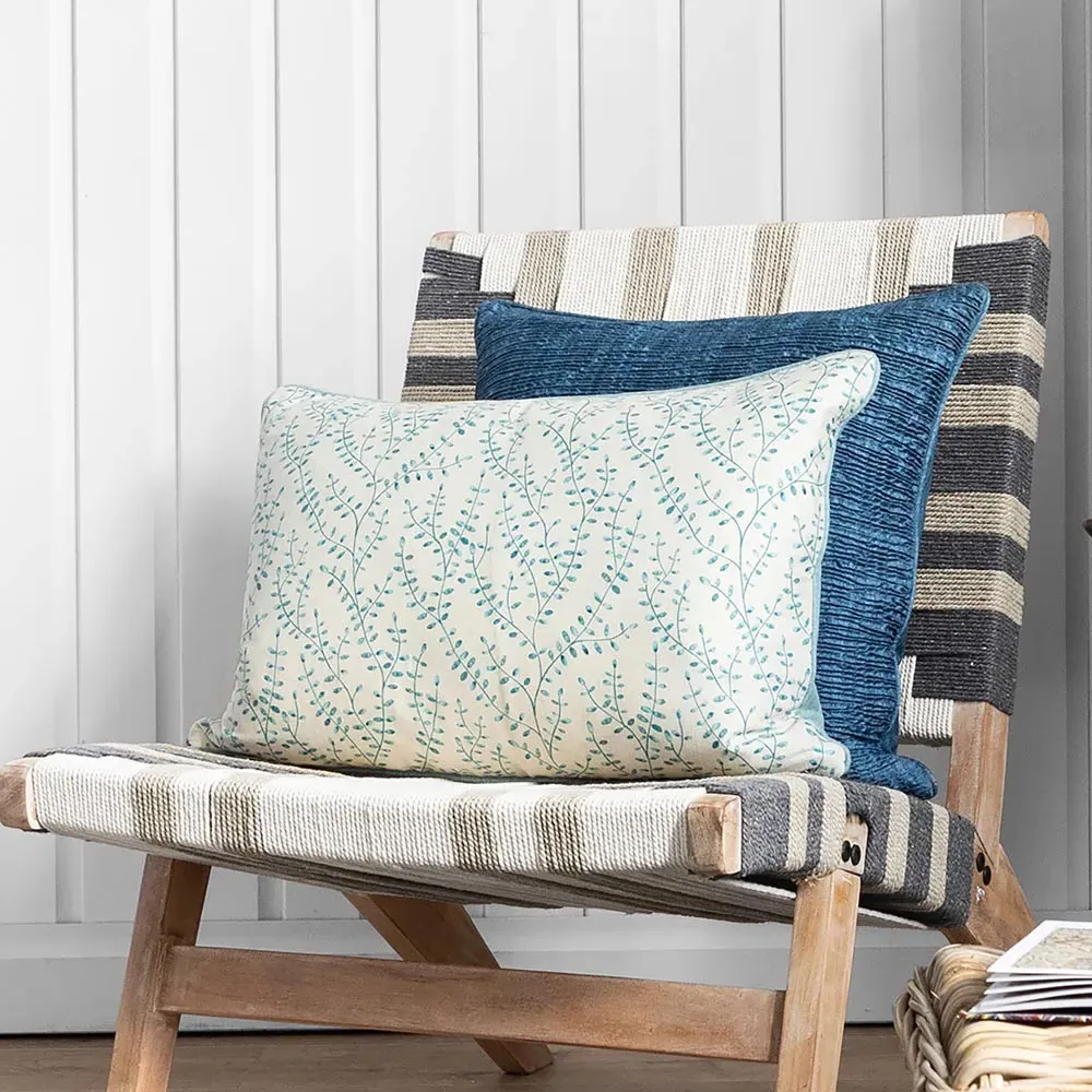 Eden Ocean Printed Feather Cushion - Blue