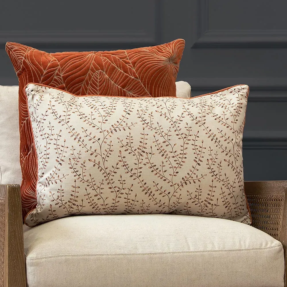 Eden Sienna Printed Feather Cushion - Orange