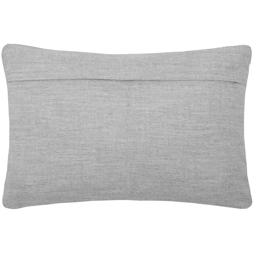 Guava Embroidered Feather Cushion - Grey, Linen