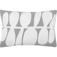 Guava Embroidered Feather Cushion - Grey, Linen