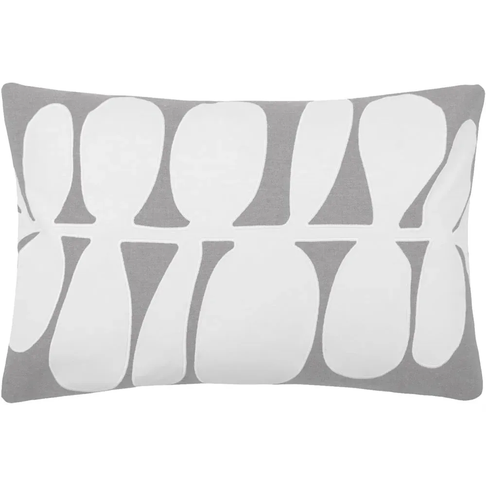 Guava Embroidered Feather Cushion - Grey, Linen image