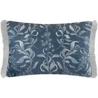 Hettie Feather Cushion with Ruche Trim - Blue