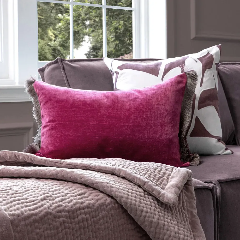 Isernia Feather Cushion - Purple, Chenille