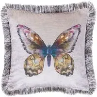 Lenore Silver Printed Feather Cushion 50x50cm - Silver