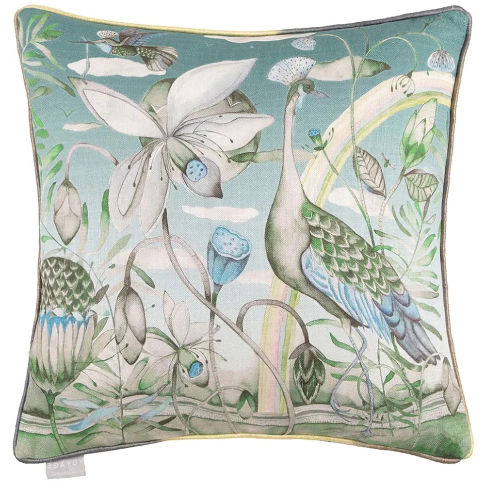 Luan Emerald Printed Feather Cushion 55x55cm - Green