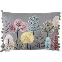 Lyall Feather Cushion with Woodland Print - Grey