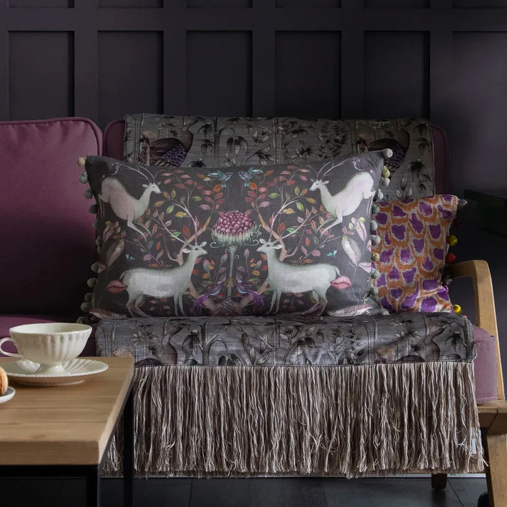 Mirthra Willow Feather Cushion - Brown, Linen