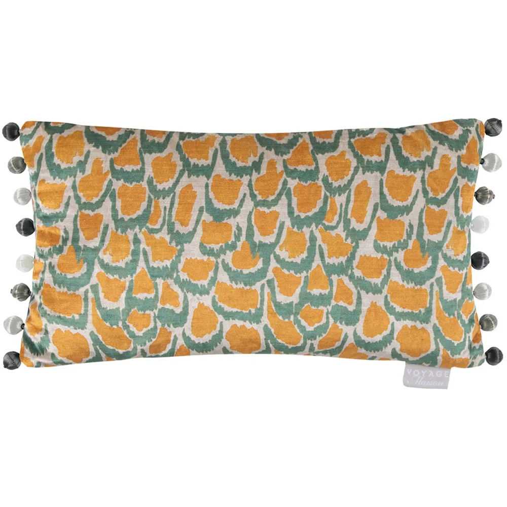 Nada Printed Feather Cushion - Rust, Velvet