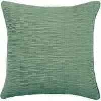 Rainfall Square Cushion with Embroidery - Mint, Velvet