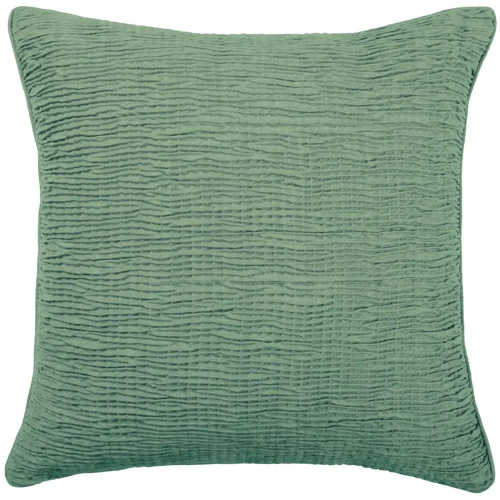 Rainfall Square Cushion with Embroidery - Mint, Velvet