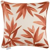 Silverwood Amber Printed Feather Cushion - Orange, Linen