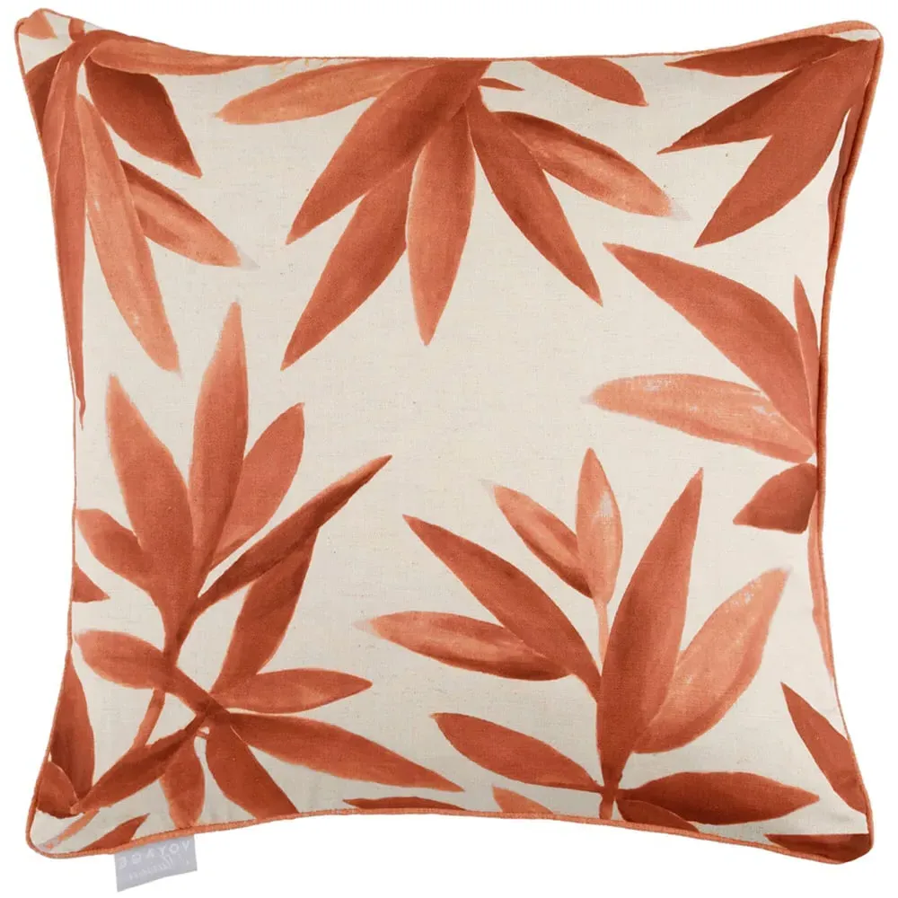 Silverwood Amber Printed Feather Cushion - Orange, Linen image