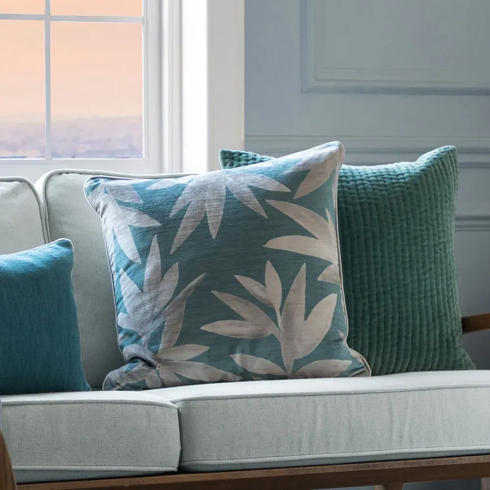 Silverwood River Cushion - Blue, Velvet