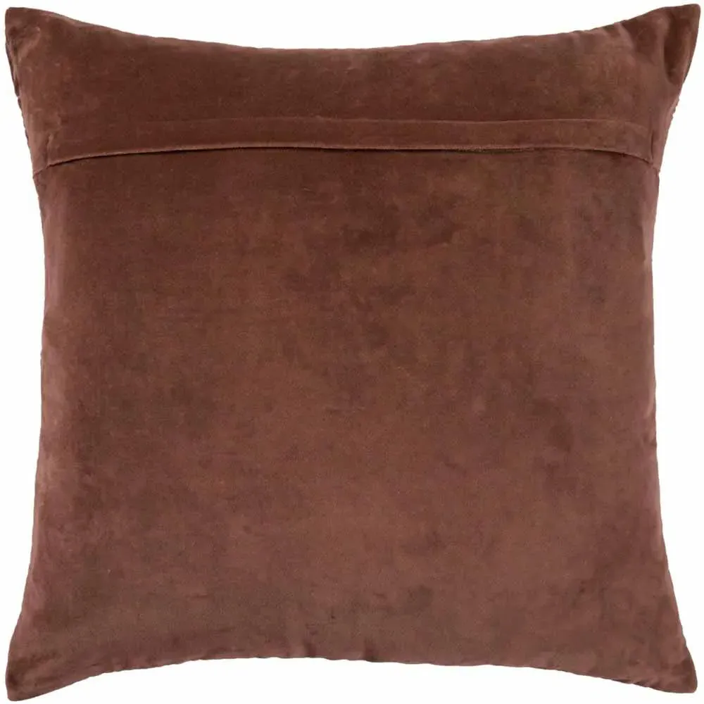 Taro Square Cushion with Embroidered Design - Red, Velvet