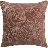 Taro Square Cushion with Embroidered Design - Red, Velvet