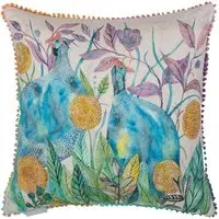 Tilda and Faye Linen Printed Feather Cushion 50x50cm - Cream