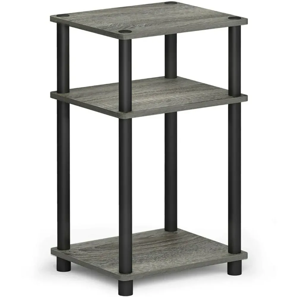 2 Shelf Turn-N-Tube End Table - French Oak Grey, Black