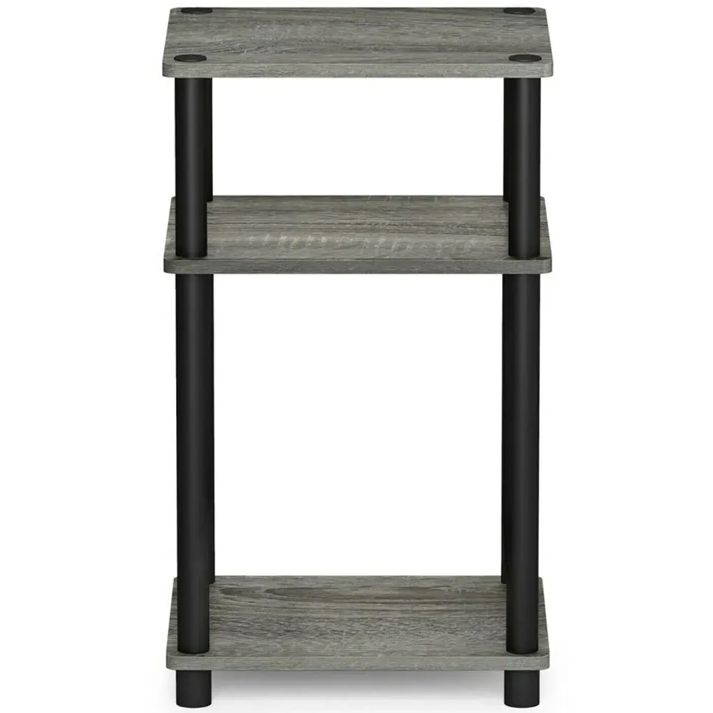 2 Shelf Turn-N-Tube End Table - French Oak Grey, Black