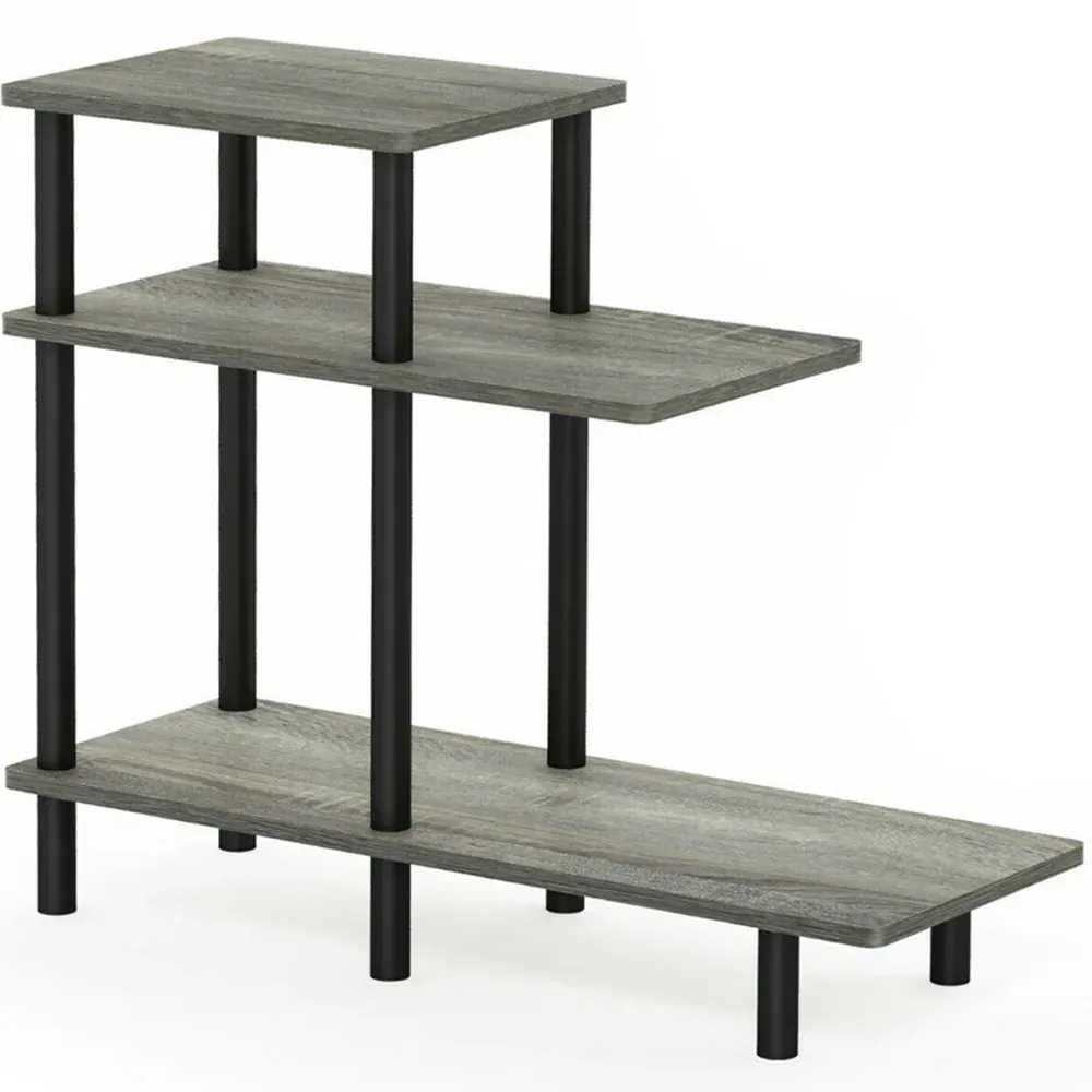 2 Shelf Turn-N-Tube Side Table - French Oak Grey, Black
