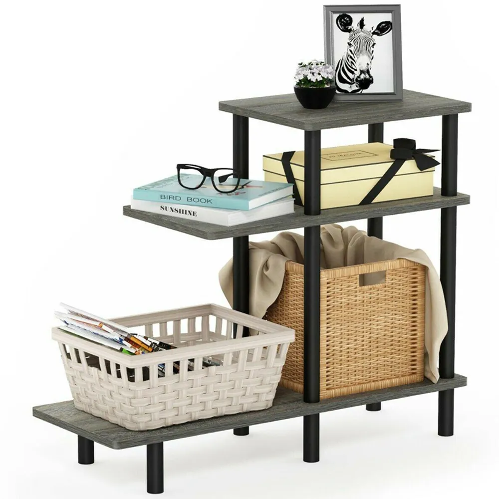 2 Shelf Turn-N-Tube Side Table - French Oak Grey, Black
