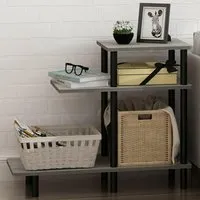 2 Shelf Turn-N-Tube Side Table - French Oak Grey, Black