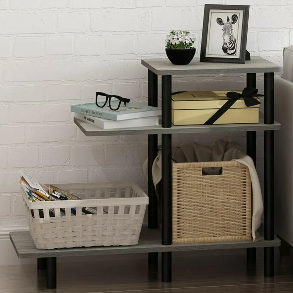 2 Shelf Turn-N-Tube Side Table - French Oak Grey, Black