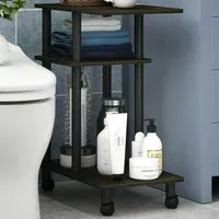2 Shelf U Shape Turn-N-Tube Side Table with Casters - Black
