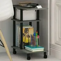 2 Shelf U Shape Turn-N-Tube Side Table with Casters - French Oak Grey, Black