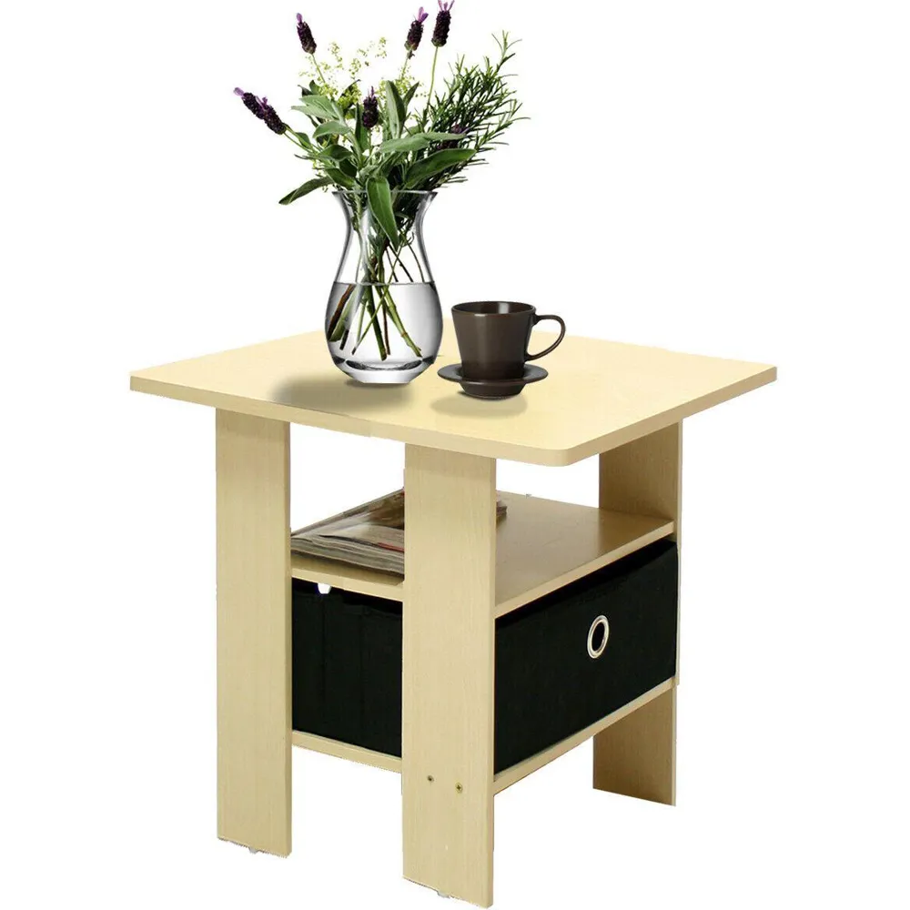 Andrey Single Drawer End Table - Black, Steam Beech