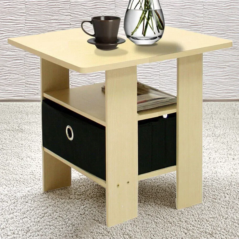 Andrey Single Drawer End Table - Black, Steam Beech