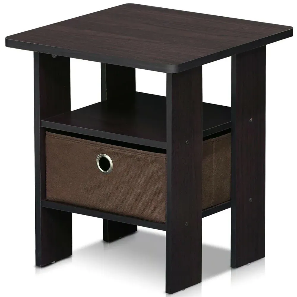 Andrey Single Drawer End Table - Brown, Dark Walnut