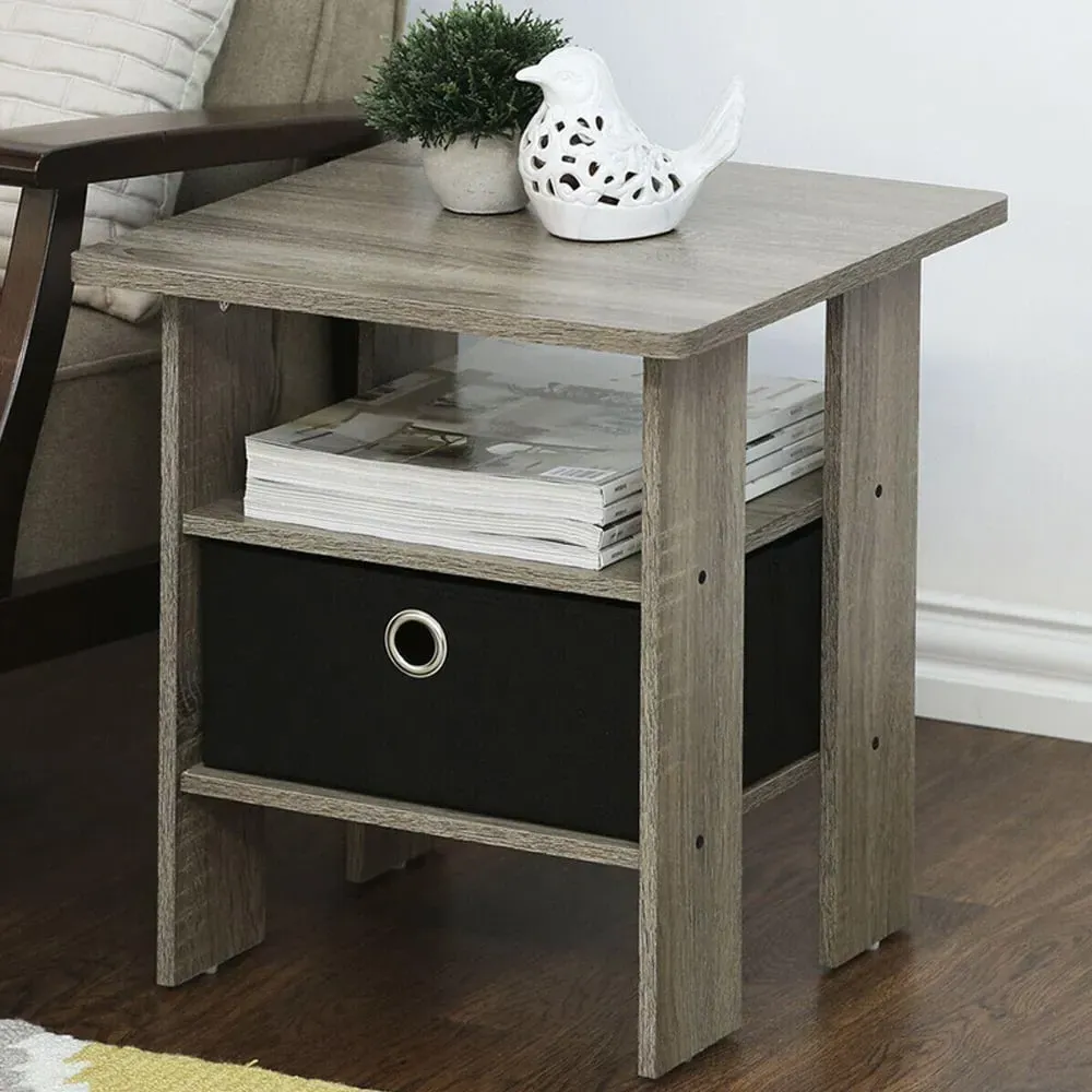 Andrey Single Drawer End Table - French Oak Grey
