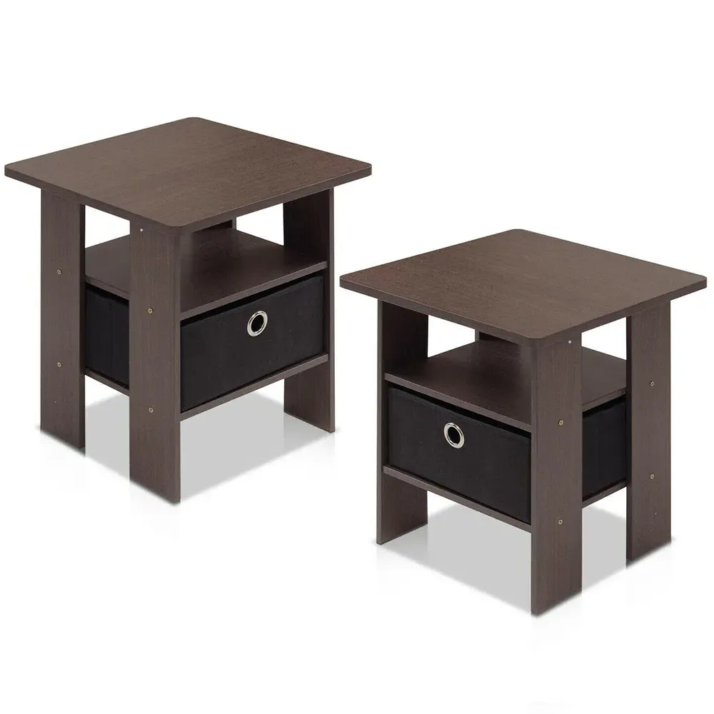 Andrey Single Drawer End Table Set of 2 - Dark Brown