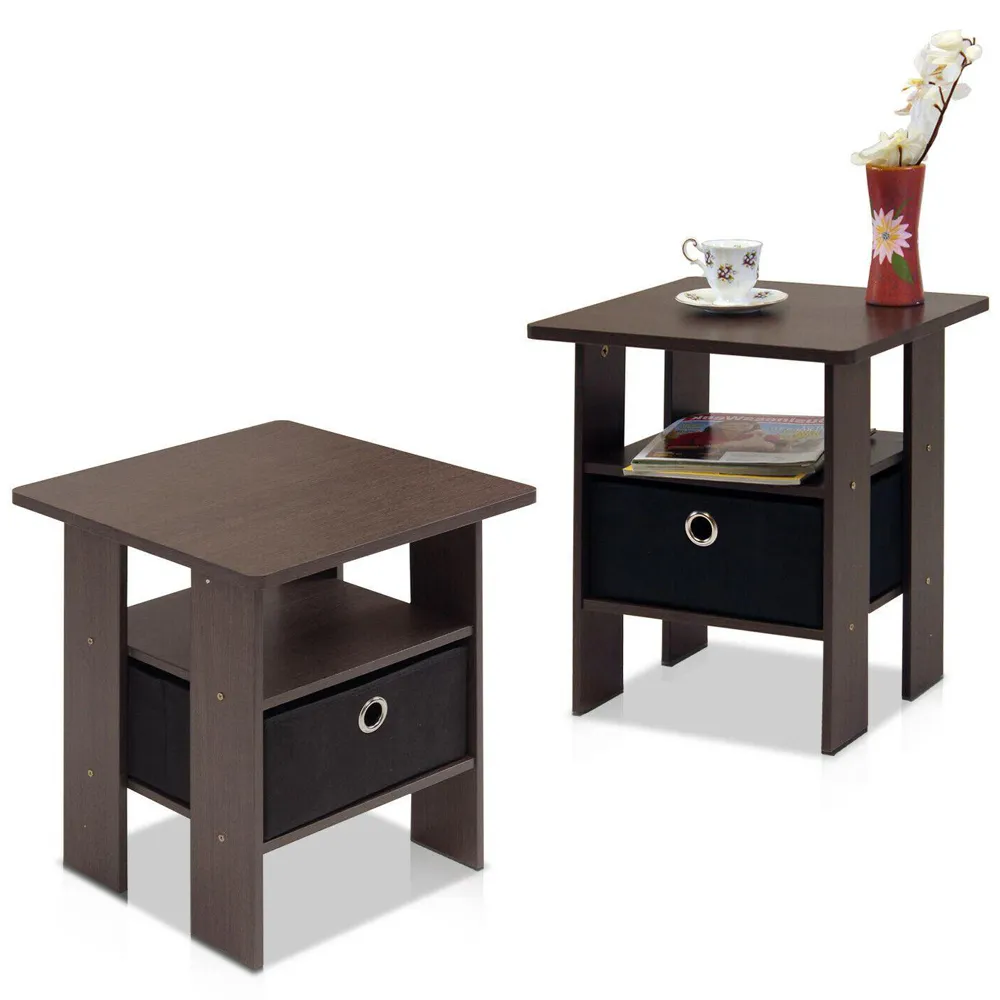 Andrey Single Drawer End Table Set of 2 - Dark Brown