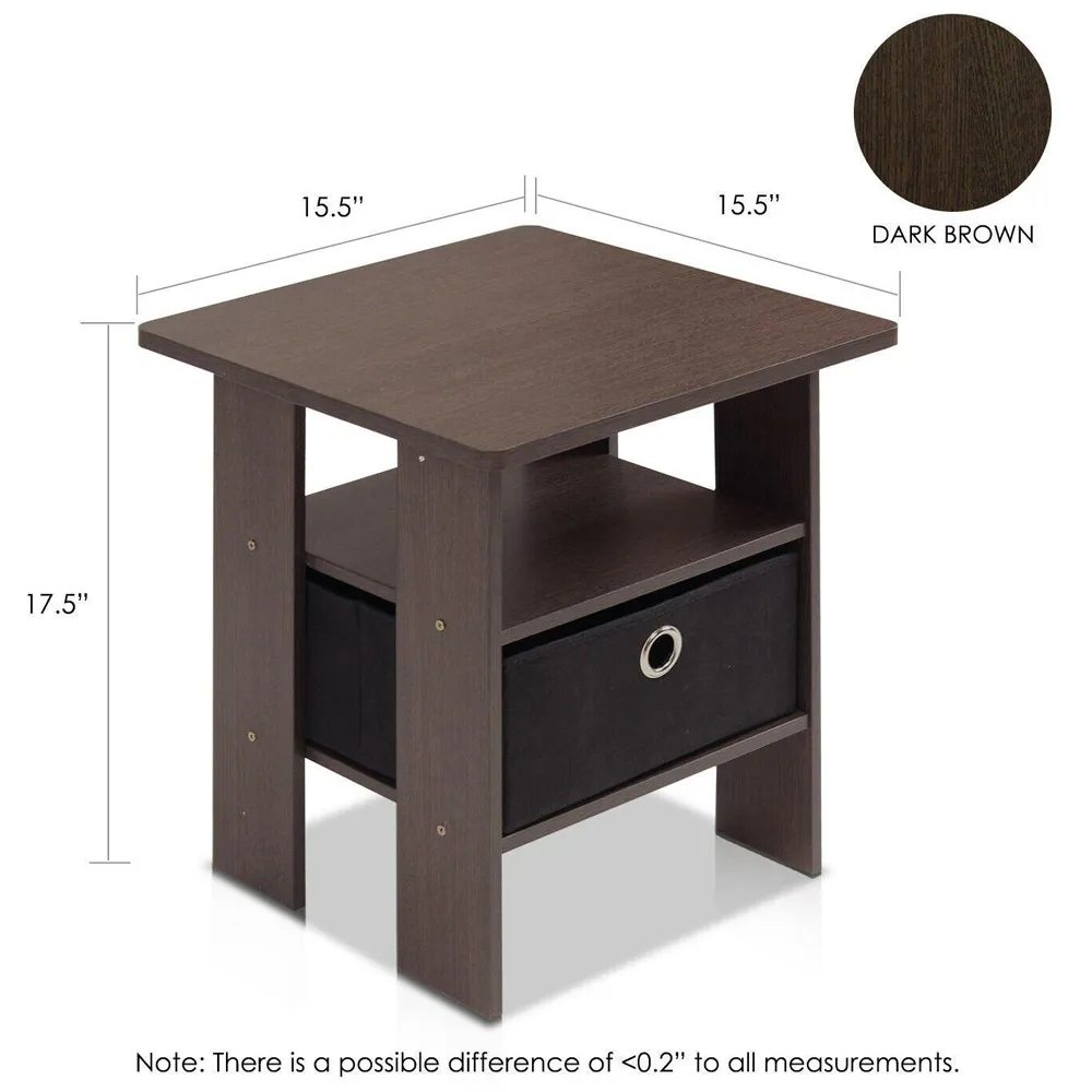 Andrey Single Drawer End Table Set of 2 - Dark Brown