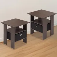 Andrey Single Drawer End Table Set of 2 - Dark Brown