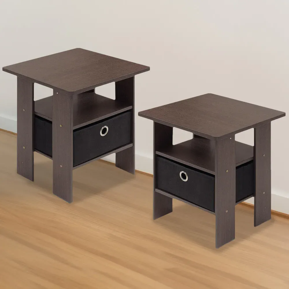 Andrey Single Drawer End Table Set of 2 - Dark Brown